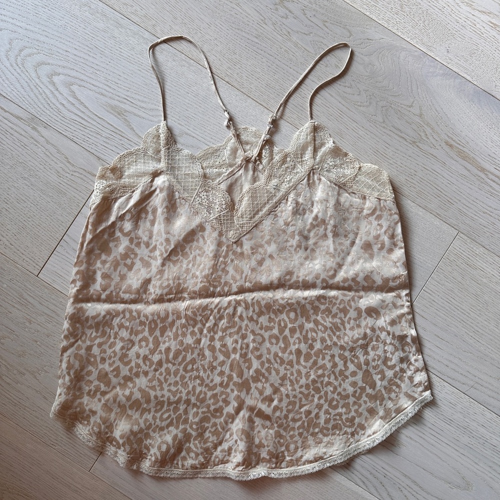 The Impeccable Pig Beige Leopard Lace Camisole